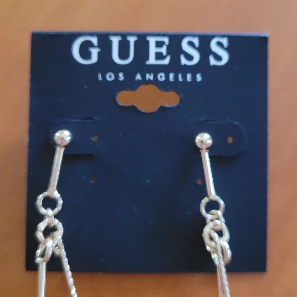Guess 90's Gold Circle Long‎ Dangle Statement Earrings